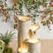 Glitzhome® 31.75" Beige 4-Tier Dandelion Texture Vase-Shaped Ceramic Outdoor Fountain with LED Light